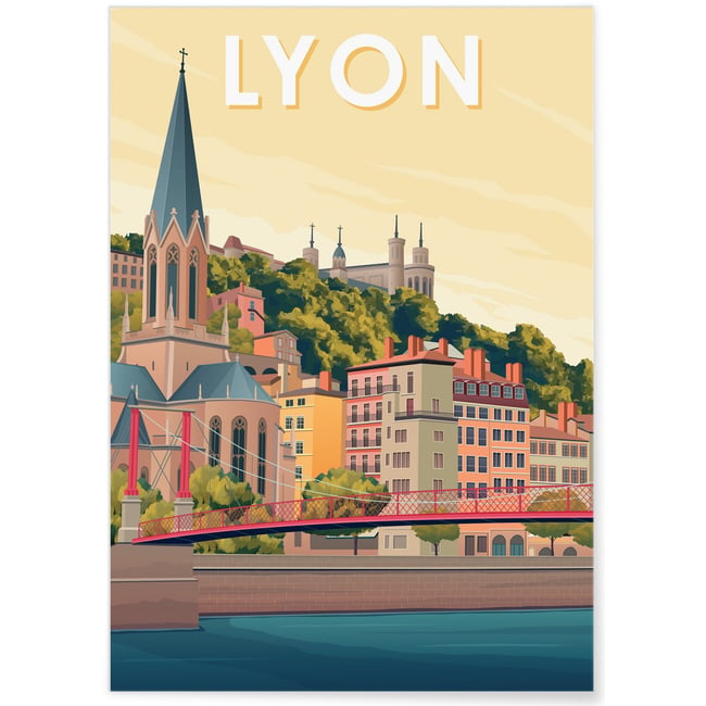 Affiche ville Lyon 5 Couleur blanc <span itemprop=