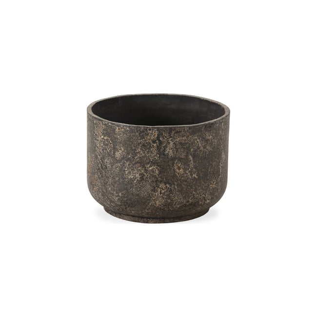Cache-pot rond en fibres-ciment Couleur noir brûlé <span itemprop=