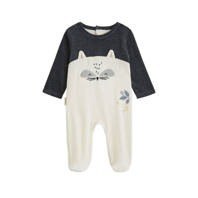 Pyjama bébé en velours Québec gris <span itemprop=