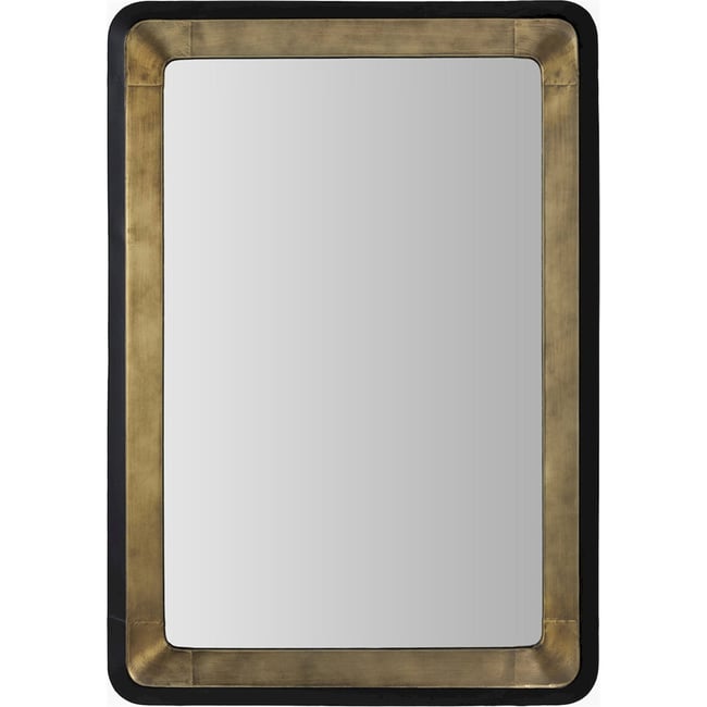Miroir mural rectangulaire en métal et bois Couleur doré noir effet métal bois <span itemprop=