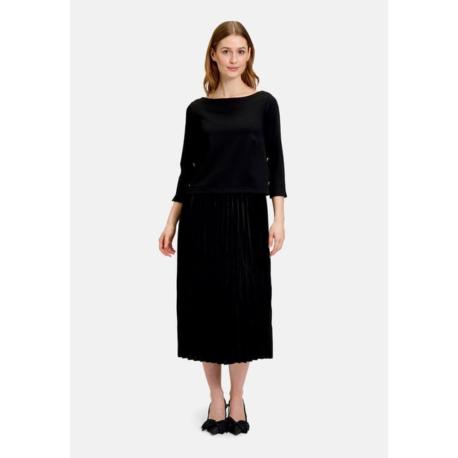 Robe en jersey à plis noir <span itemprop=