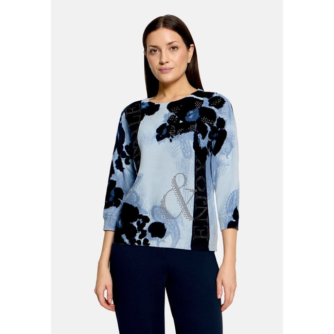 Pull-over en maille à manches chauve-souris light blue/blue <span itemprop=