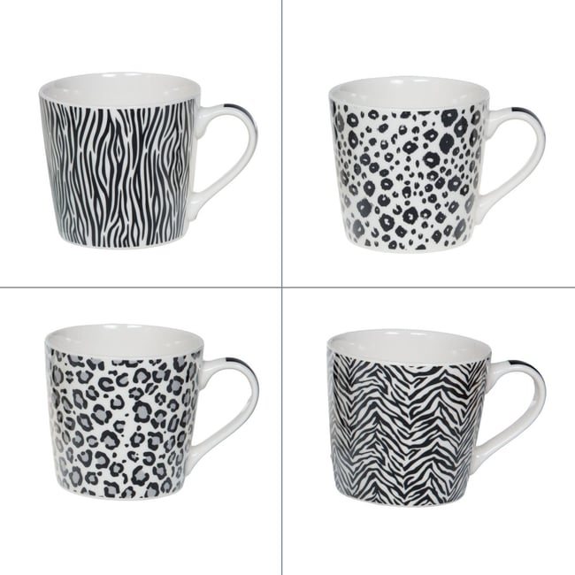 Coffret de 4 mugs Savane 40 cl - SAVANE Couleur noir <span itemprop=