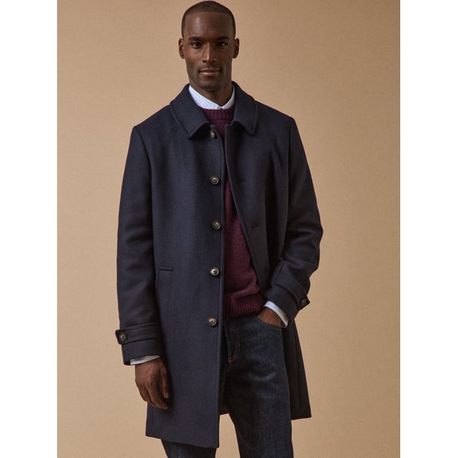 Manteau pardessus lainage marine <span itemprop=