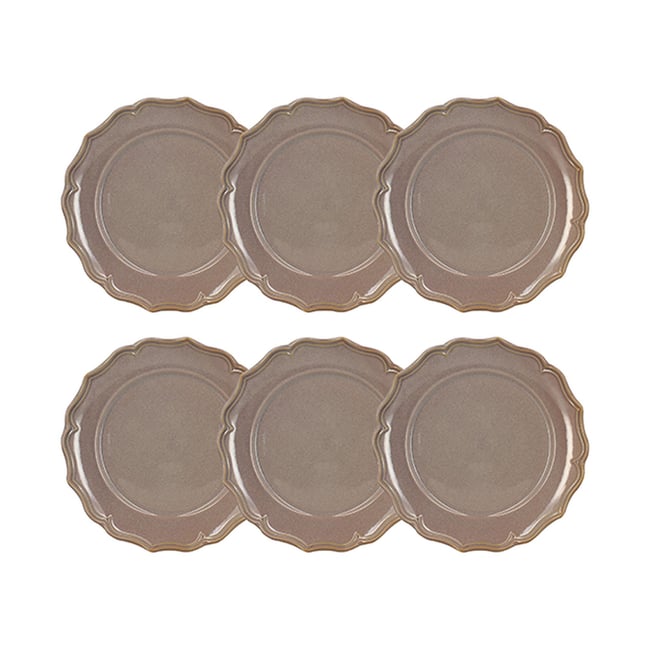 Lot de 6 assiettes plates 26,5cm en grès, SIGNATURE Couleur violet <span itemprop=