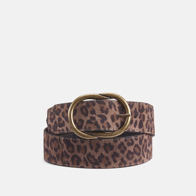Ceinture en cuir suède Simone  léopard <span itemprop=