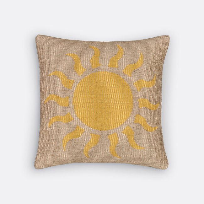 Housse de coussin en jute, Solis naturel/jaune <span itemprop=