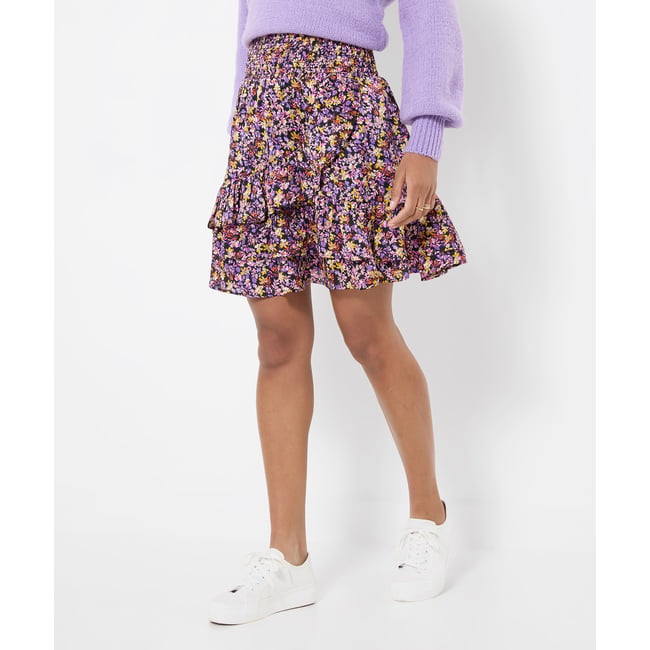 Jupe Courte à Petites Fleurs multicolore <span itemprop=