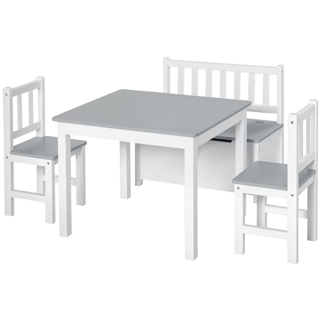 Ensemble table et chaises pour enfants MDF gris <span itemprop=