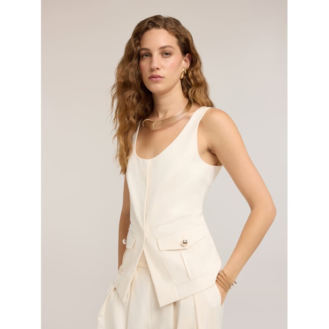Gilet ajusté avec boutons blanc <span itemprop=