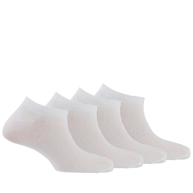 Lot de 4 paires de chaussettes invisibles unies pour homme en jersey, disponibles en blanc ou noir et en tailles 39/42 ou 43/46. - KINDY