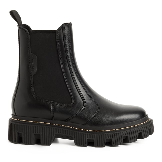 Bottine Chelsea en cuir noir <span itemprop=