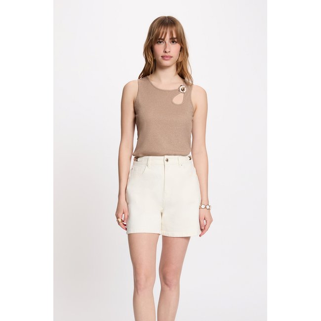 Débardeur col bijou taupe <span itemprop=