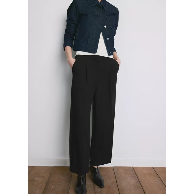 Pantalon droit pinces noir <span itemprop=