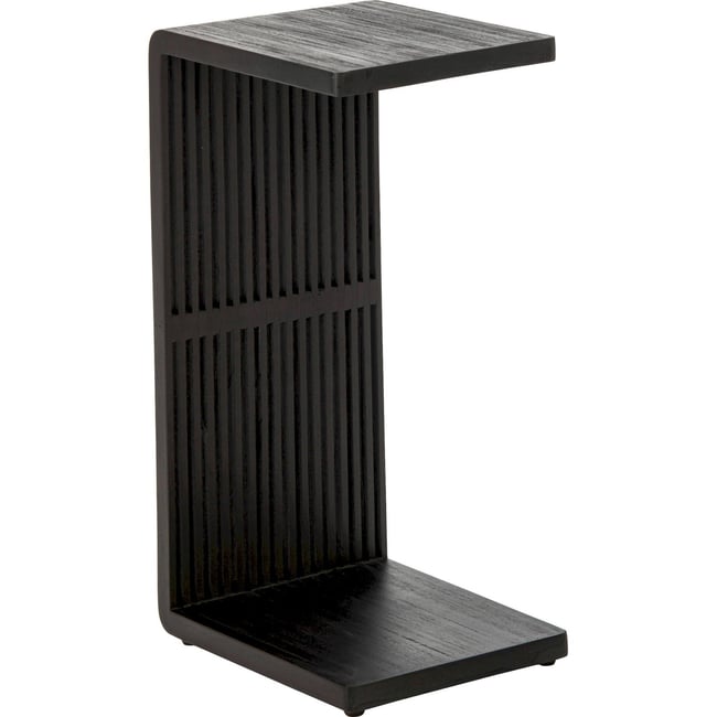 Table d'appoint à lattes en bois recyclé Couleur noir <span itemprop=