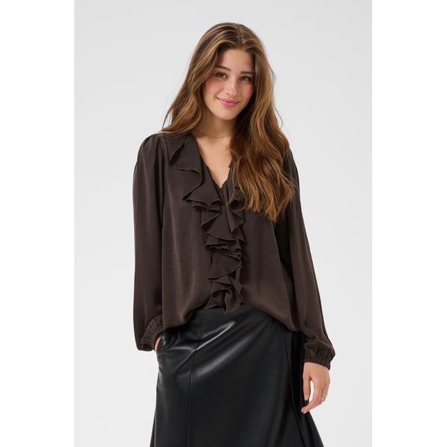 Blouse à manches longues marron java <span itemprop=