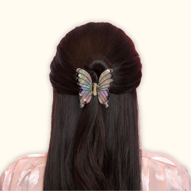 Pince à cheveux Papillon Blanc blanc irisé <span itemprop=