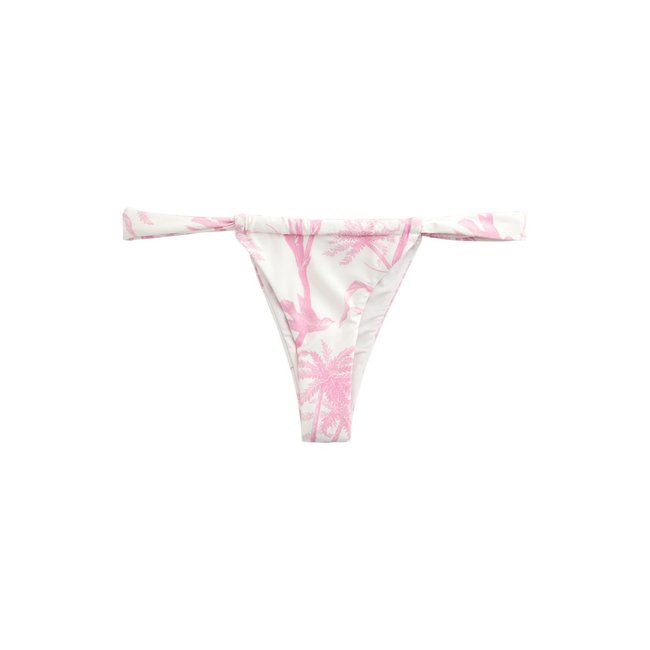 Bas de bikini taille haute crème/rose floral <span itemprop=