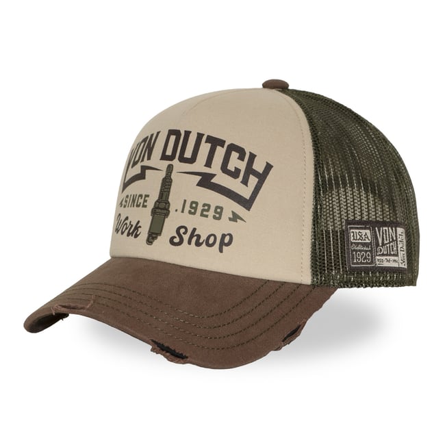 Casquette trucker Crew marron/beige/gris foncé <span itemprop=