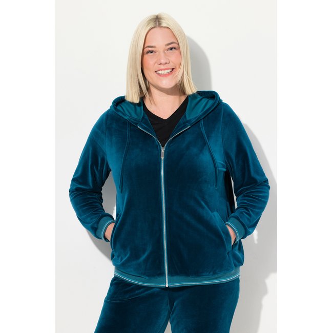 Veste en velours à capuche, motif à fleurs - ULLA POPKEN
