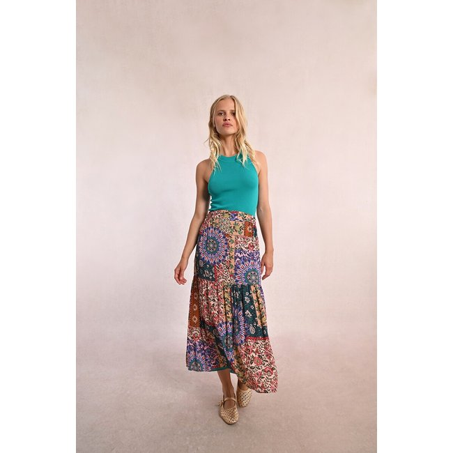 Jupe longue imprimée imprimé multicolore <span itemprop=
