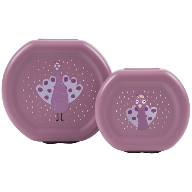 Lot de 2 boîtes à goûter à clip violet, blanc <span itemprop=