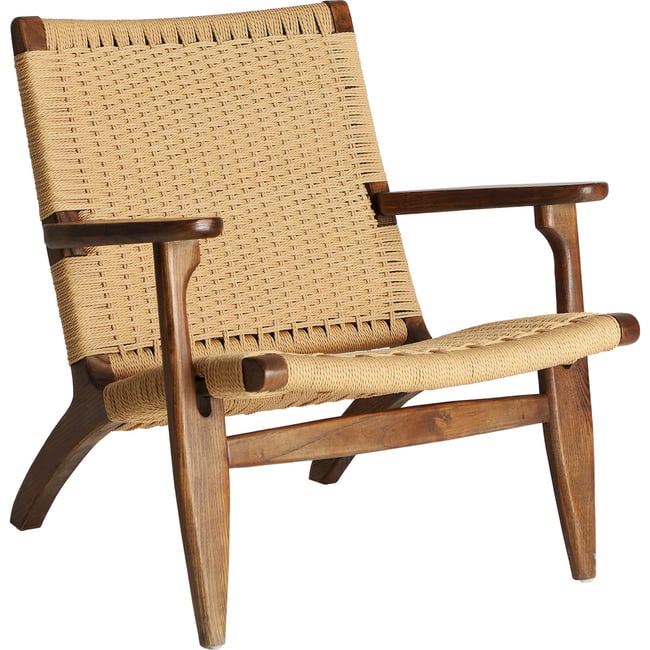 Fauteuil bohème en orme et corde VACIO Couleur brun et brun clair <span itemprop=