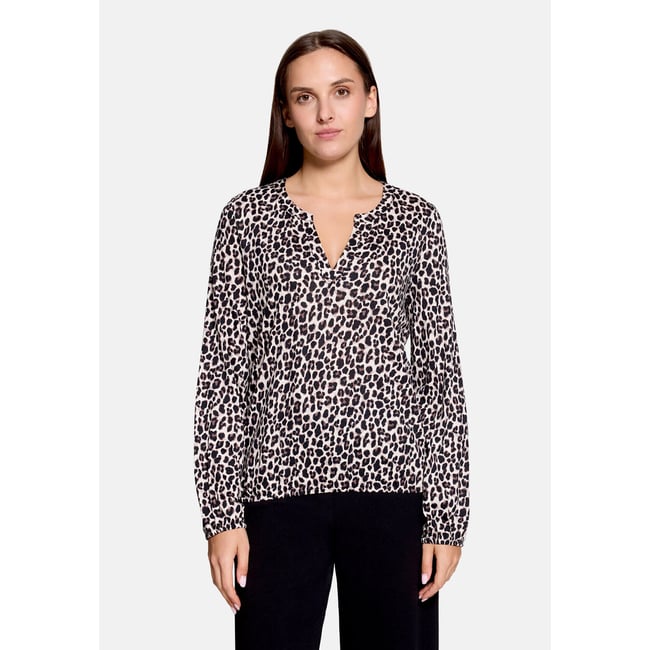 T-shirt façon blouse à empiècement façon blouse beige/marron <span itemprop=
