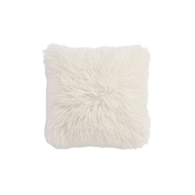 Coussin en imitation fourrure de mongolie ivoire <span itemprop=