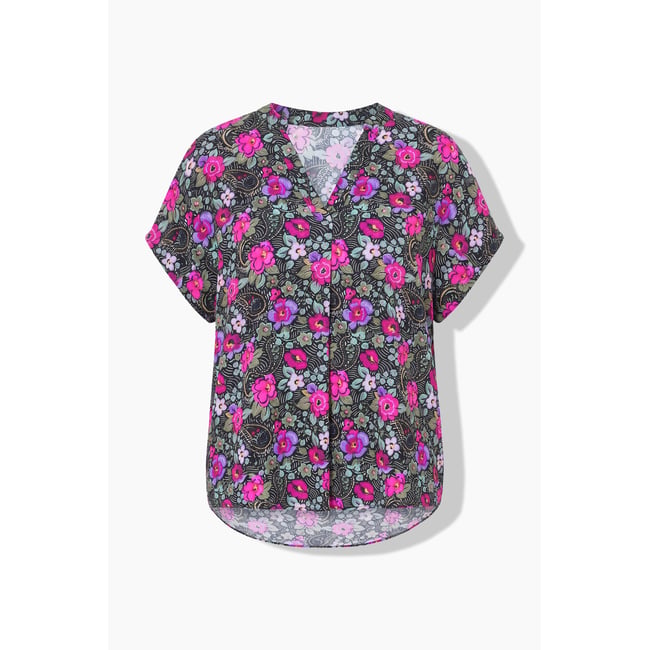 Blouse oversize à imprimé floral noir <span itemprop=