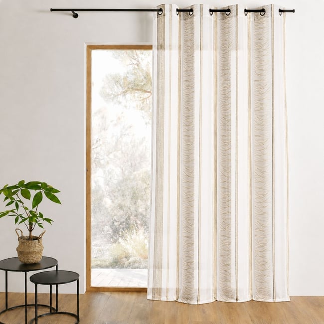 Voilage fantaisie en organza à rayures verticales design naturel <span itemprop=