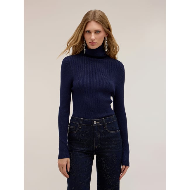 Pull col roulé fin à côtes fil textile - MOTIVI