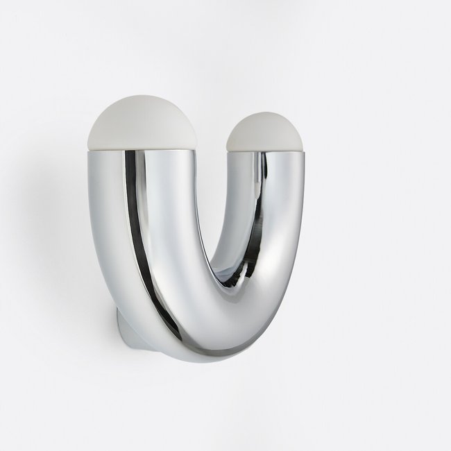 Applique en métal fer chrome et opaline, Quillo Couleur chrome <span itemprop=