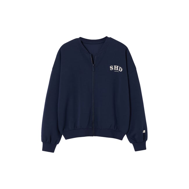 Sweat zippé gris ardoise <span itemprop=