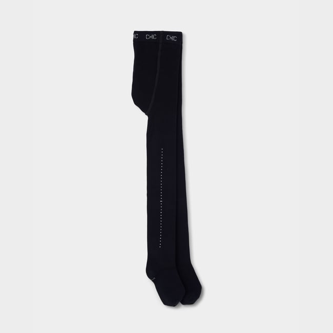 Collants fille avec strass noir <span itemprop=