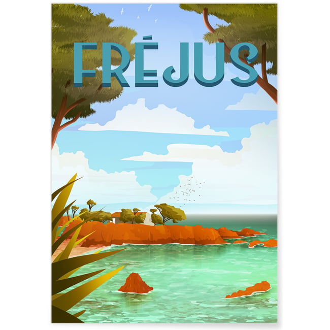 Affiche ville Fréjus Couleur blanc <span itemprop=