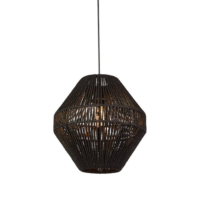 Diamond Woven Rattan Black Easifit Ceiling Shade, black, SO'HOME