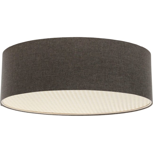 Plafonnier rond en tissu et rotin Boho Elegant Couleur marron naturel et rotin clair <span itemprop=