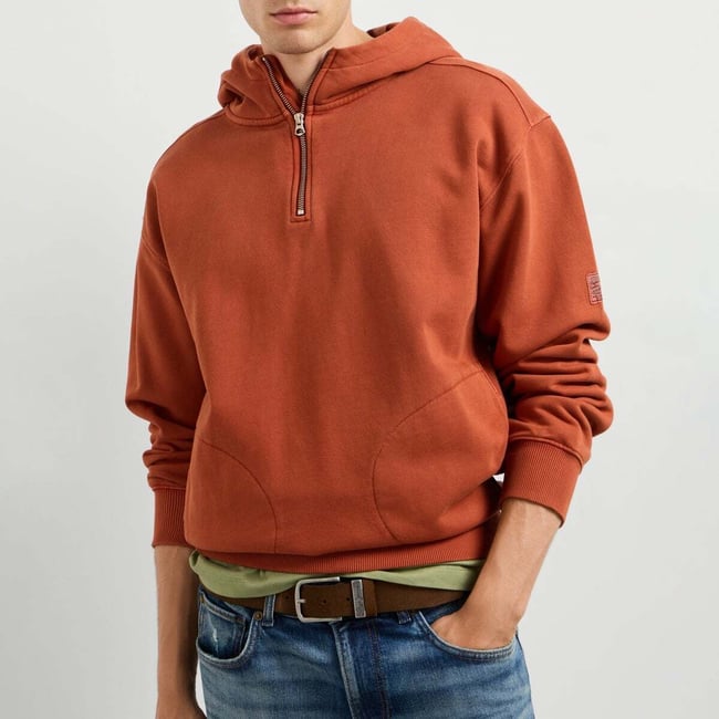 Sweat À Capuche Coupe Casual orange rouille foncé <span itemprop=