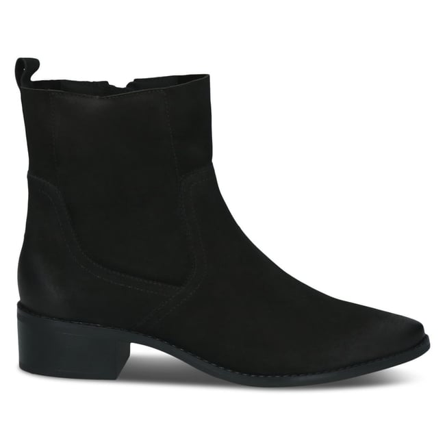 Bottine en cuir noir nubuck <span itemprop=