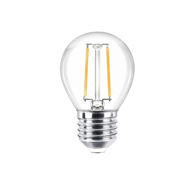 Ampoule E27 Filament Led 2W Ronde Blanc Chaud Couleur transparent <span itemprop=
