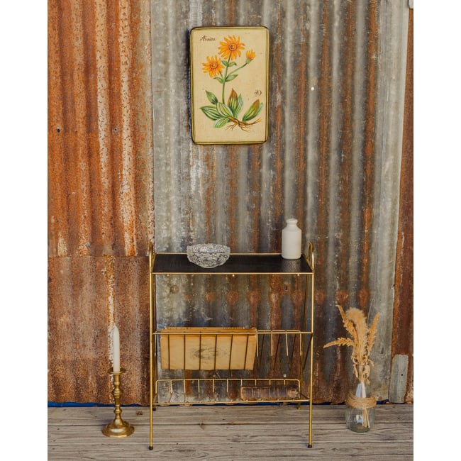 Table d'appoint en métal doré et noir Hanna N°1605 - Bon état Couleur doré <span itemprop=