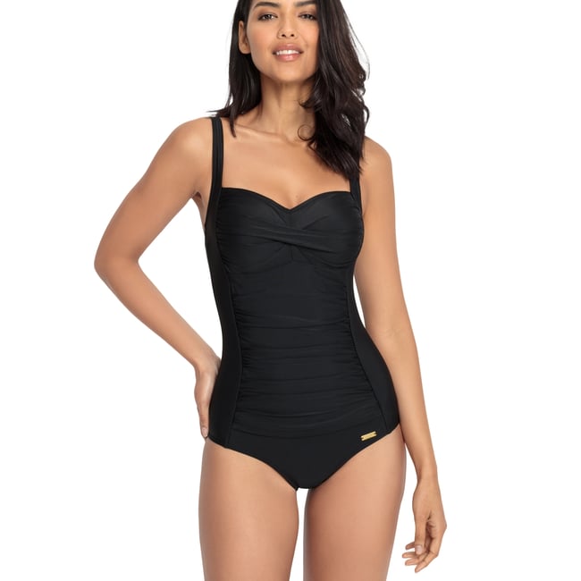 Maillot de bain amincissant 1 pièce TK-5 noir B à E noir <span itemprop=