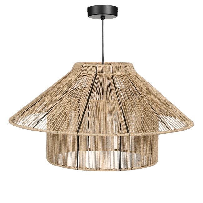 Suspension lumineuse en jute tressée ELSA Couleur marron clair <span itemprop=