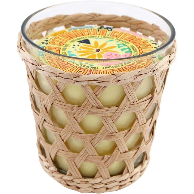 Bougie à la citronnelle pot décoratif en rotin Couleur v002230 <span itemprop=
