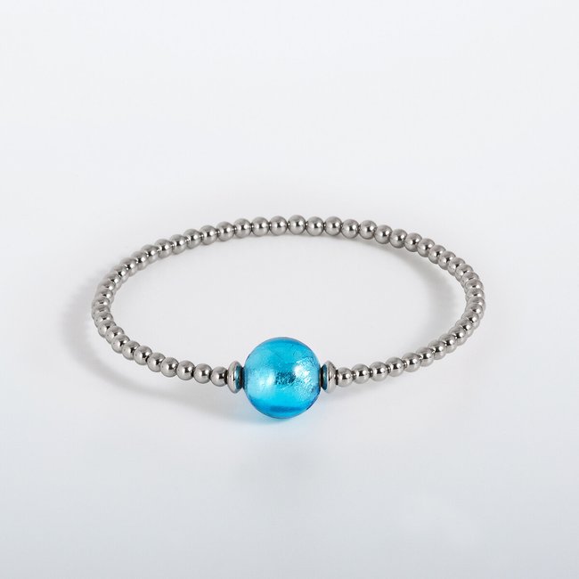 Bracelet Tango - Murano Aqua - (M), metal, LILIFLO