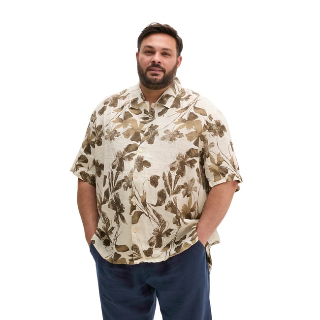 Chemise en lin à manches courtes regular avec imprimé allover - MARC O'POLO