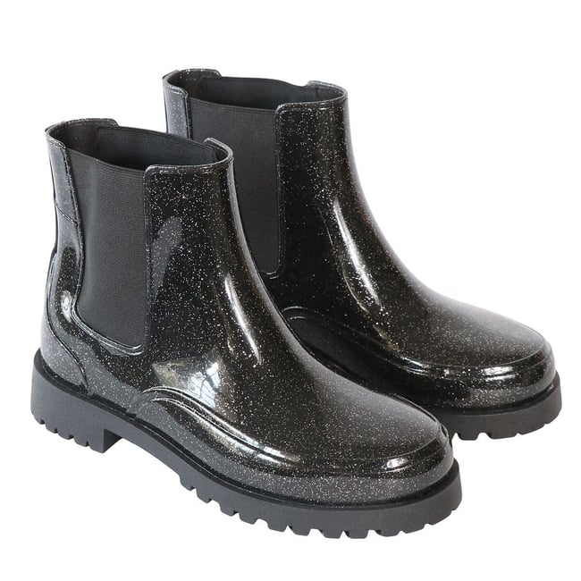 Doce Glitter Rain Boots, shimmering black, CACATOES