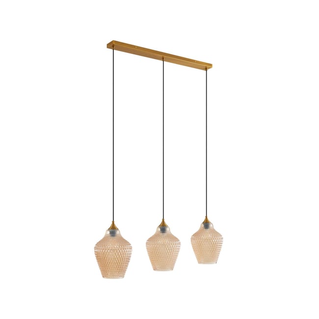 Suspension en verre vintage, Drakar Couleur ambre, or <span itemprop=