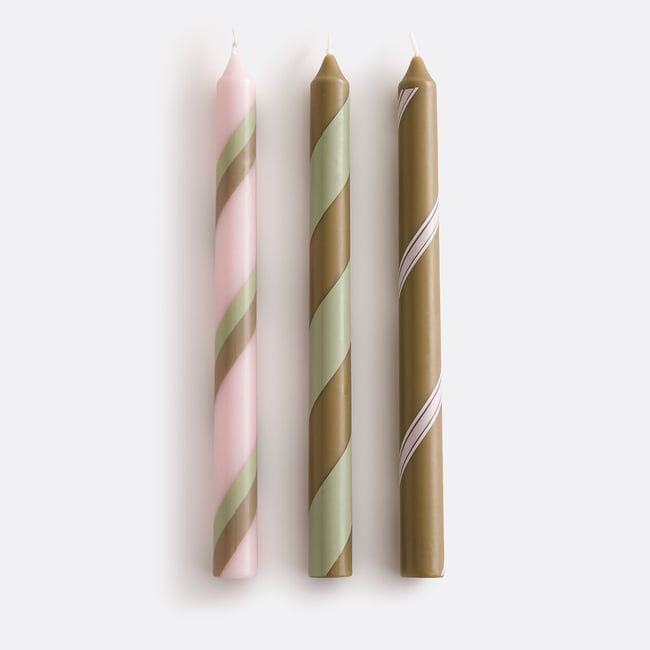 Set of 3 Georgio Striped Candles, multi-coloured, LA REDOUTE INTERIEURS